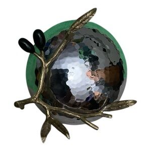 Michael Aram Olive Branch Catch-All Dish Silver & Gold Candy Nuts Trinkets​​​​​